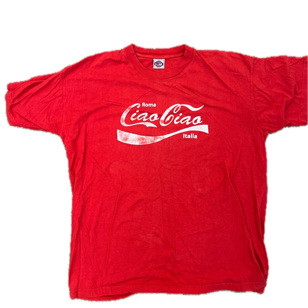 Vintage Ciao Ciao Coca Cola Red T- shirt Rome Italy 🇮🇹 XXL 100% Cotton